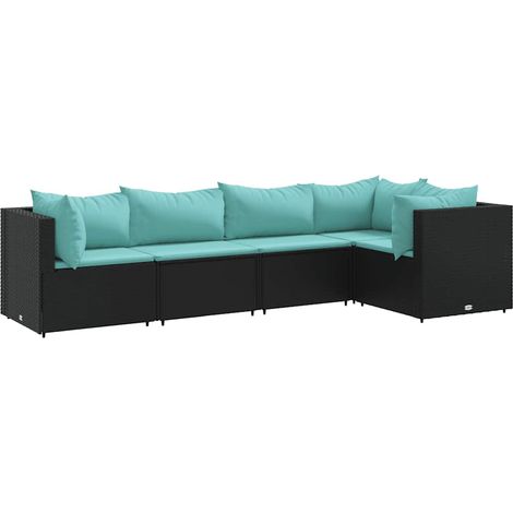 Maison Exclusive - 5-tlg. Garten-Lounge-Set mit Kissen Schwarz Po
