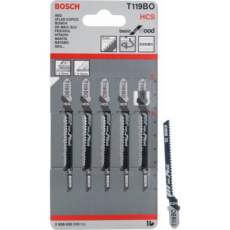 BOSCH T119BO (pkt of 5) Basic for wood 83mm