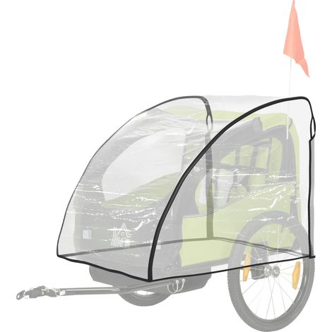 Housse anti-pluie pour remorque de vélo pour enfant avec fenêtre, dimensions 76 x 61 x 61 cm, transparente (1/5)