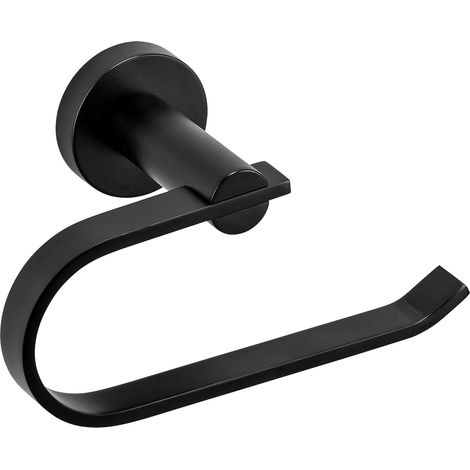 Croydex Flexi-Fix Toilet Roll Holder, Matt Black, Screw or Glue - Metra (1/5)