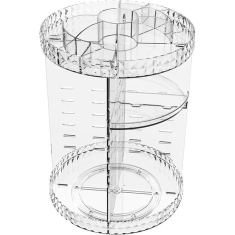 Organisateur de maquillage rotatif à 360°, présentoir à maquillage ajustable à 7 niveaux, idéal pour les bijoux, les pinceaux et les rouges à lèvres, en acrylique transparent. (1/5)