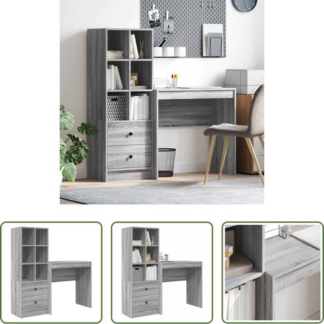 Bureau moderne - Bureau avec tiroir 2 pcs Gris Sonoma (1/5)