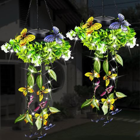 Lampe solaire jardin fleurs et papillons IP65