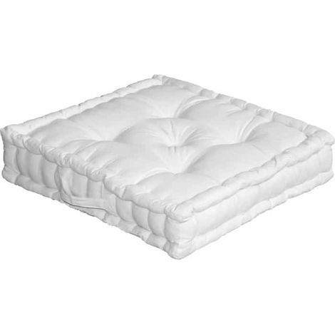 Coussin de sol uni blanc - 50x50cm - Blanc
