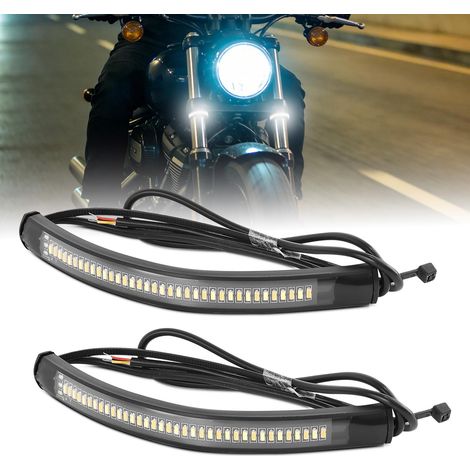 Clignotant Moto, Moto coulant Ambre LED Fourche Clignotant Bande Lumineuse Barre de Lampe (1/5)