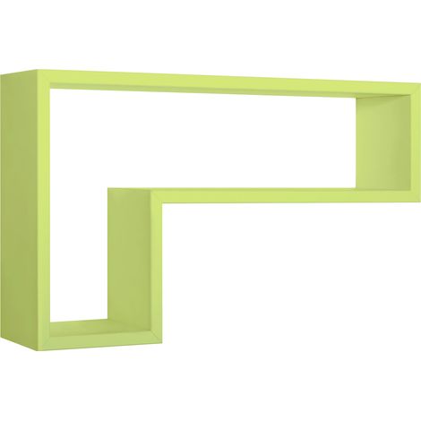 Mensola da Parete a Forma di L 61x37x15,5 cm in Fibra di Legno Lettera Verde (1/5)