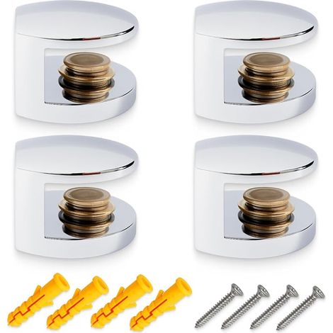 Pince à Verre Support réglable pour étagère – Fixation murale en alliage de zinc pour tablette en verre, plexiglas et bois 5-8 mm (1/3)