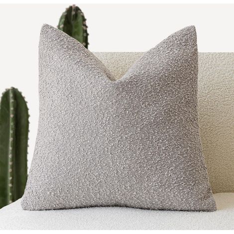 Housses de Coussin décoratives texturées en Boucle Solide et Confortable pour canapé, Chaise, canapé, Chambre à Coucher, Salon, décoration d'intérieur, 50,8 x 50,8 cm, Gris Neutre (1/5)