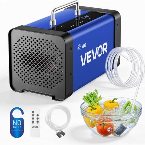 Generador de Ozono 45000 mg/h con 12 Tubos de Cuarzo, Control Remoto, Doble Modo, Máquina de Ozono con Doble Manguera, Difusores de Corindón, Cobertura hasta 350 m², para Cocina Oficina Hogar