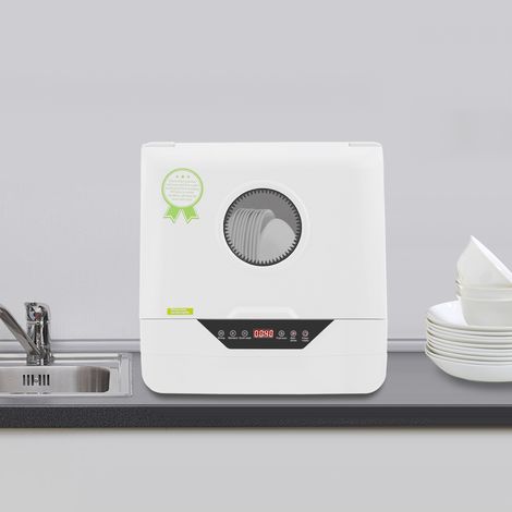 【Maison connectée】Mini-lave-vaisselle portable 4 Programmes, Lavage 360°, Désinfection haute température, LED, Sans Installation, Réservoir d'eau de 6L, pour petite cuisine, camping-car, bateau [Class (1/5)