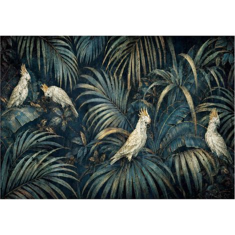 Papier Peint Jungle 254x184 cm Vert Style Exotique Application Facile et Rapide (1/3)