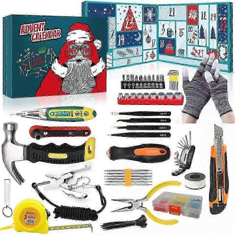 Calendrier de l'Avent surprise de Noël, coffret d'outils de réparation, cadeau pour papa, 24 jours d'outils surprises (1/4)