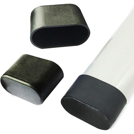 Lot de 20 embouts de protection en caoutchouc pour pieds de chaise, de forme ovale, pour pieds de tabouret (noir,15 x 30 mm) (1/5)