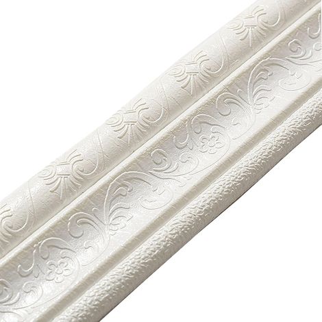 ACESOME Moulures décoratives, autocollantes, 3,2 m x 8 cm, XPE, moulures murales, moulures murales, moulures de plafond, pour couloir, plafond, coin, ligne, blanches (1/5)