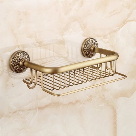 (C 35 cm) Panier à savon mural en laiton bronze antique, étagère de douche, porte-shampoing, étagère de rangement (1/5)