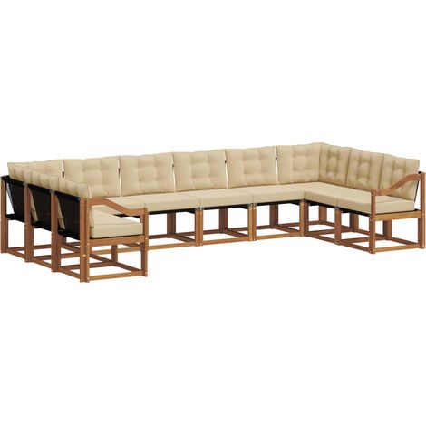 Ensemble de canapés d'extérieur 10 pcs Salon de jardin Naturel et Beige (1/5)