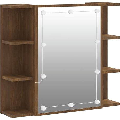 Mirror Cabinet with LED Brown Oak 70x16.5x60 cm vidaXL (1/5)