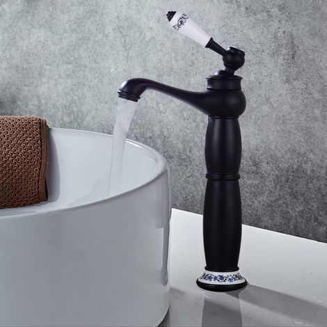 Grifería de baño retro - Negra - Diseño - Grifería de baño - Mezclador monomando de lavabo