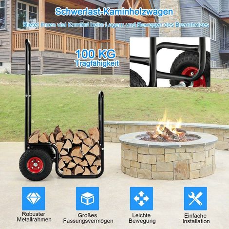 Metal firewood cart with wheels up to 100 kg firewood cart wood cart firewood cart (1/5)