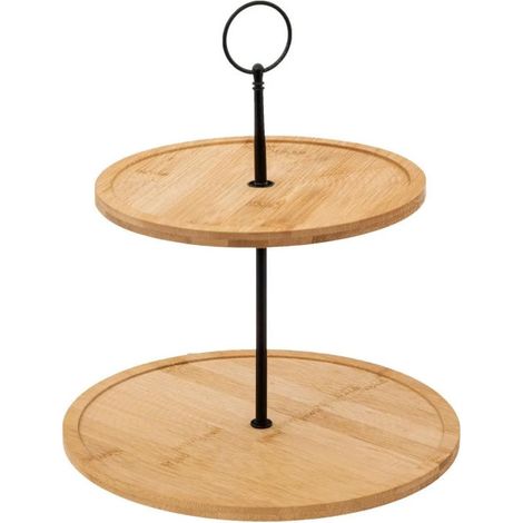 Serviteur Rond Bambou "2 Étages" 28cm Beige