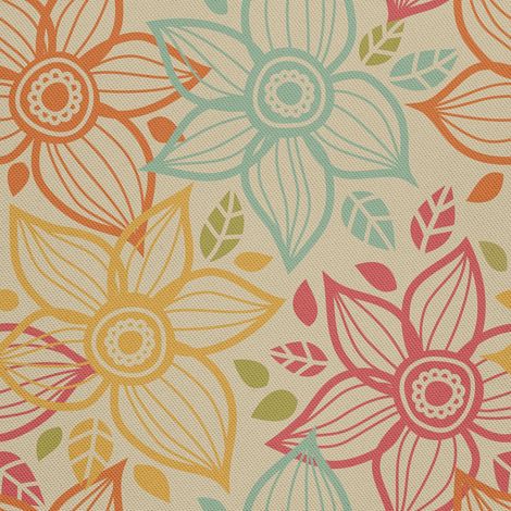 Tela decorativa para exteriores tipo oxford - motivo de flores y hojas I DX057 (1/5)