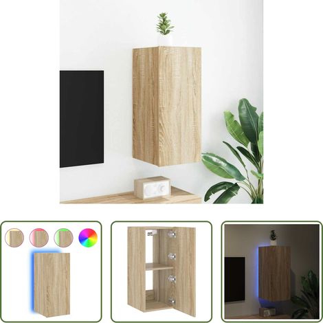 LED-Leuchten - TV-Wandschrank mit LED-Leuchten Sonoma-Eiche 30,5x35x70 cm (1/5)