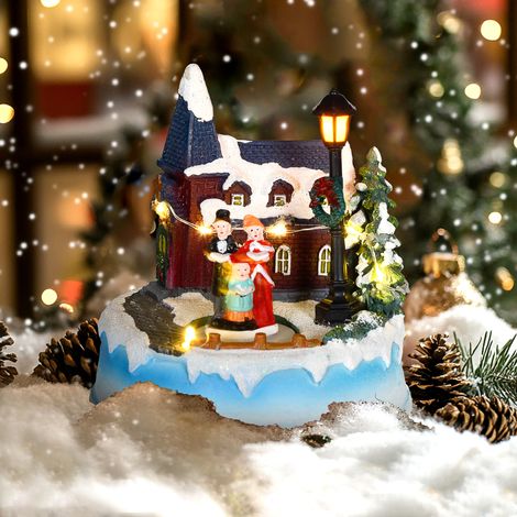 Weihnachtsdorf mit LED-Beleuchtung, drehbarem Chor und Musik zur Weihnachtsdekoration im Wohn- oder Schlafzimmer, mehrfarbig (1/5)