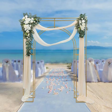 Arc de mariage arc carré fond de mariage stand 180x30x250cm or arc cadre fleur ballon décoration anniversaire décoration fête, jardin, mariage (or)