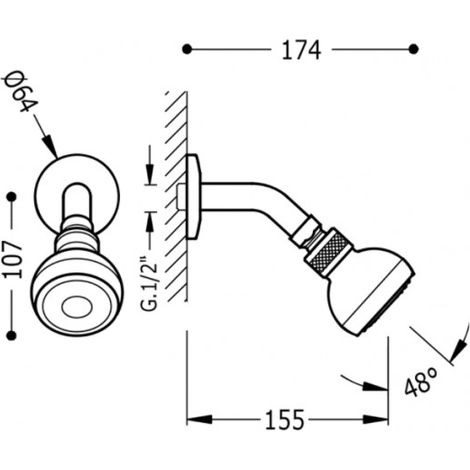 Bras douche Chromé ORDAL - TRES 134808