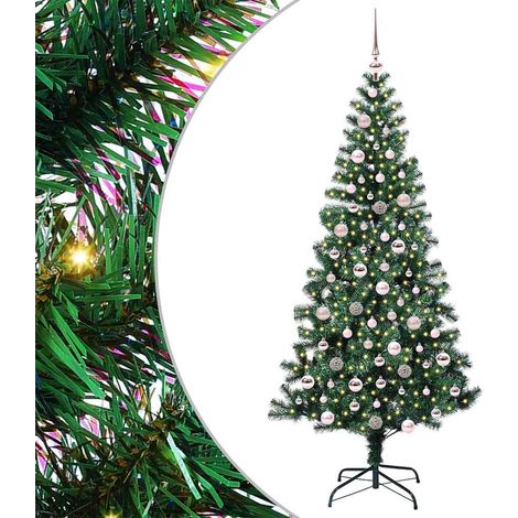 Sapin de Noël,Arbre de Noël artificiel pré-éclairé Vert 210 cm PVC et métal CFW72851 (1/5)