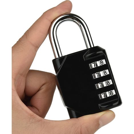 [2 pièces] Cadenas à combinaison à 4 chiffres, cadenas à combinaison étanche, cadenas à combinaison étanche en métal et acier plaqué (noir) (1/5)