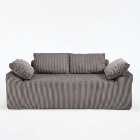 Divano doppio senza braccioli in tessuto marrone grigio, seduta profonda, 2 posti, 170 x 86 x 60 cm (1/5)