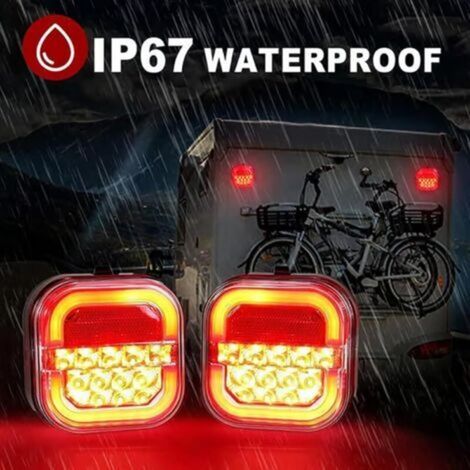 KINZON LED 2 x Kabellose magnetische Rückleuchten, E11-geprüft, kabellose magnetische LKW-Leuchten für PKW, LKW, Traktor, Anhänger, Wohnwagen (1/5)