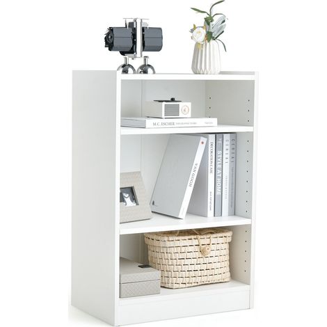3-tier Wood Bookcase Open Bookshelf Storage Shelf Organizer Display Freestanding (1/5)