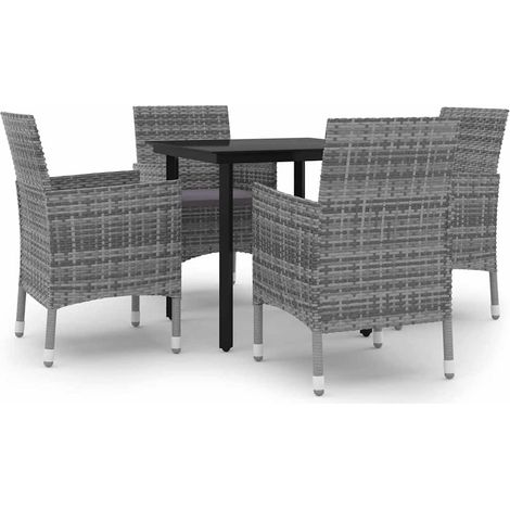 Maison Exclusive - Ensemble à manger de jardin coussins 5 pcs Résine tressée Verre (1/5)