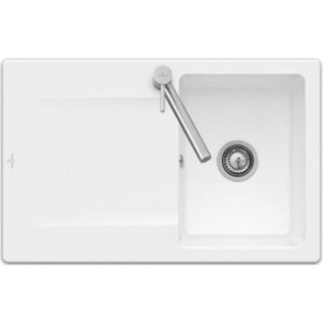 Fregadero de 1 cubeta con escurridor rectangular VILEROY ET BOCH Siluet 45 blanco alpino 800x510mm