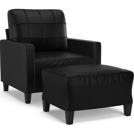 Maison Exclusive - Sessel mit Hocker Schwarz 60 cm Kunstleder
