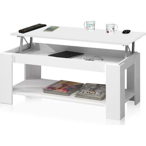 Mesa de centro elevable Ambit Blanco Artik (Blanco Mate) 100cm (ancho) x 43–54cm (alto) (1/10)