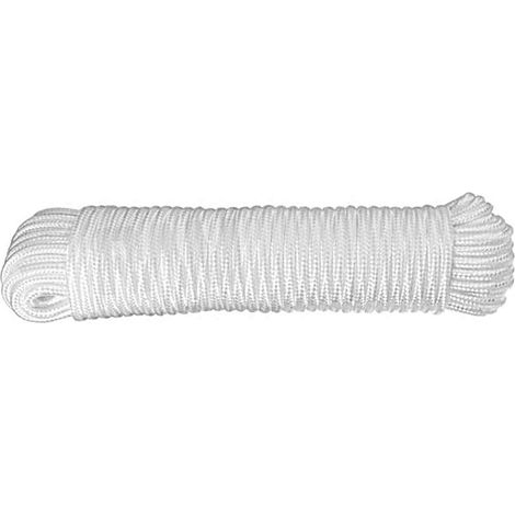 Corde en nylon tressé 6mm (1/4"), usage multiple, corde de camping haute résistance, hauban pour auvent, ficelle décorative pour nœuds et loisirs créatifs, polyvalente, blanche, 30 mètres (100 pieds) (1/5)