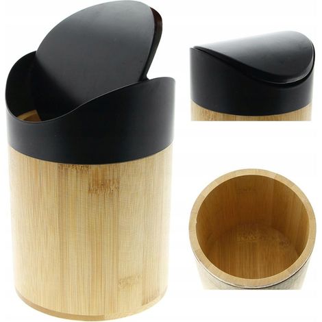 Cesta de baño mini papelera de bambú papelera de mesa de restaurante