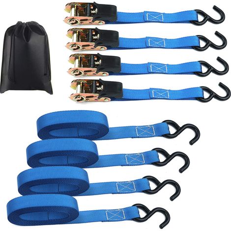 Sangles à cliquet - Kit de 4 sangles à cliquet, sangles de 5 m avec tendeur à cliquet Sangles à cliquet Sangles à cliquet pour remorque, caravane, vélo, mobilité mobile (1/5)