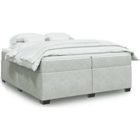 Boxspringbett mit Matratze Hellgrau 200x200 cm Samt (1/5)