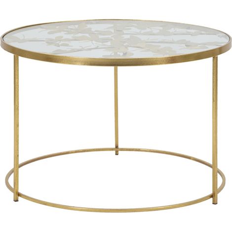 Table Basse en Verre "Butterfly" 60cm Or