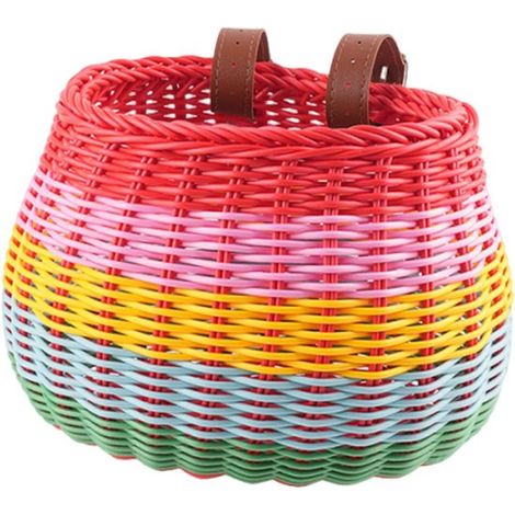 Cesta de bicicleta tejida - Cesta para manillar - Para llevar la compra - Arcoíris desmontable - 20x18x18 cm - Multicolor (1/5)