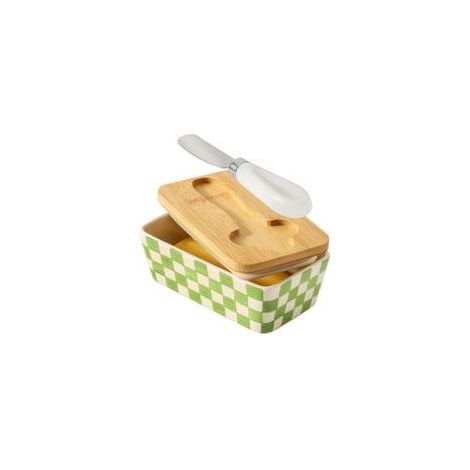 Beurrier en céramique avec couvercle et couteau, boîte à fromage de style européen (1/5)