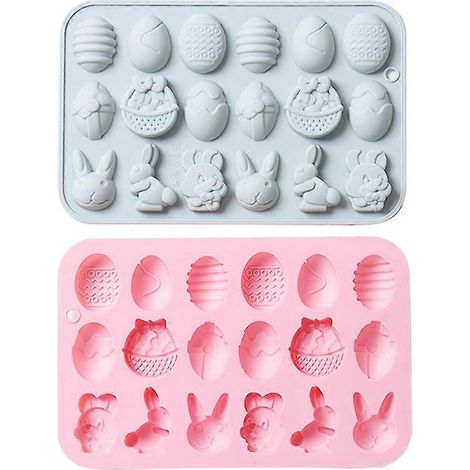 2 moules en silicone pour Pâques, lapin, œufs colorés, moule à gâteau en chocolat, outils de pâtisserie, moule à savon manuel