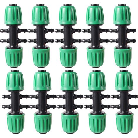 10 Raccord En T, Barbelé 1/2 Pouces Vers 4 Voies 1/4 Pouces, Plastique Dur, Pour Système D'Irrigation Goutte À Goutte (1/5)