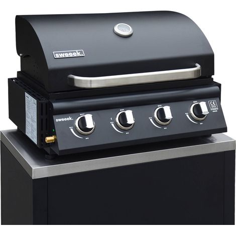 Barbecue à gaz avec 4 brûleurs à poser avec récupérateur de graisse