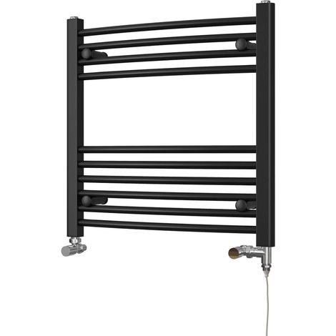 Zennor - Black Dual Fuel Towel Rail H600mm x W600mm Standard - Curved (1/3)