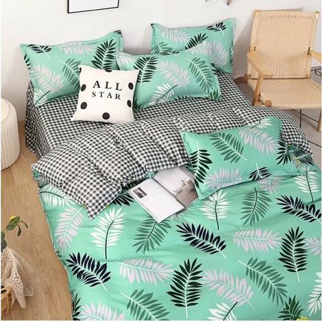 Ensemble de literie en coton quatre pièces, drap de lit imprimé sablé housse de couette dortoir 1,8 mètres ensemble quatre pièces (ananas doux